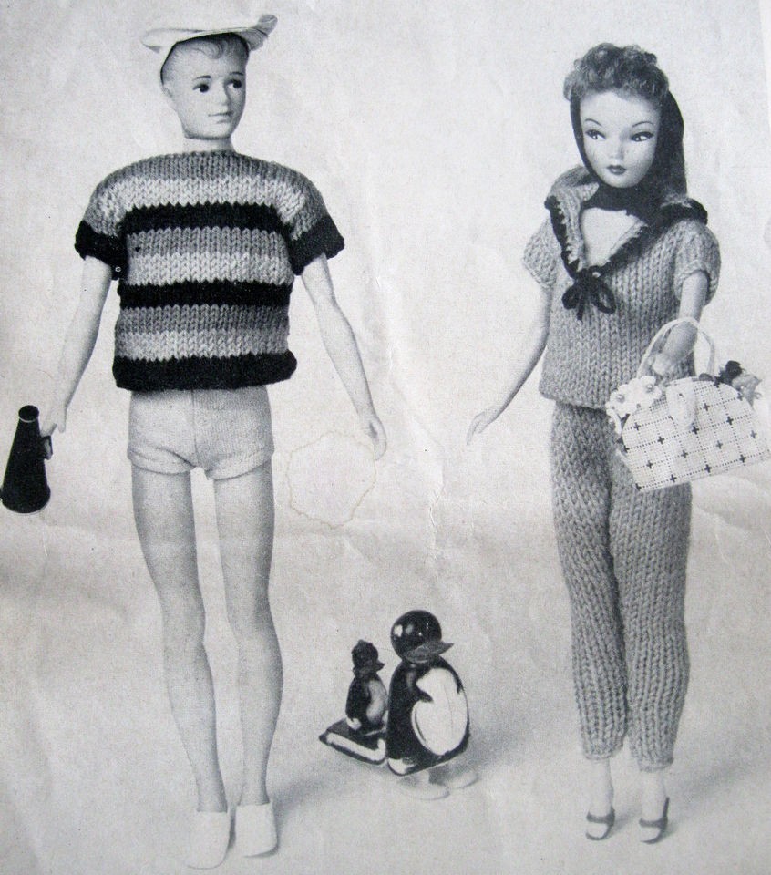 Vintage Barbie & Ken Clothes Knitting Pattern Sailor Summer Fun 