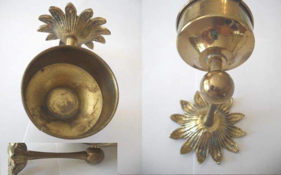 Vintage brass bathroom CUP HOLDER wall mount tropical beach 