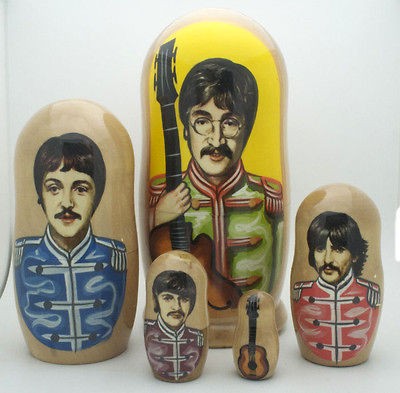 SERGEANT PEPPER” BEATLES 7 Russian Hand Carved Hand Painted 