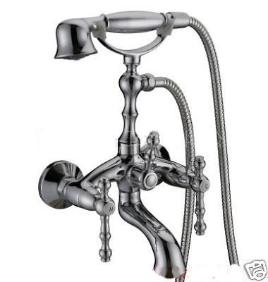 Chrome Finish Clawfoot Bath Tub Faucet Handheld Shower A02