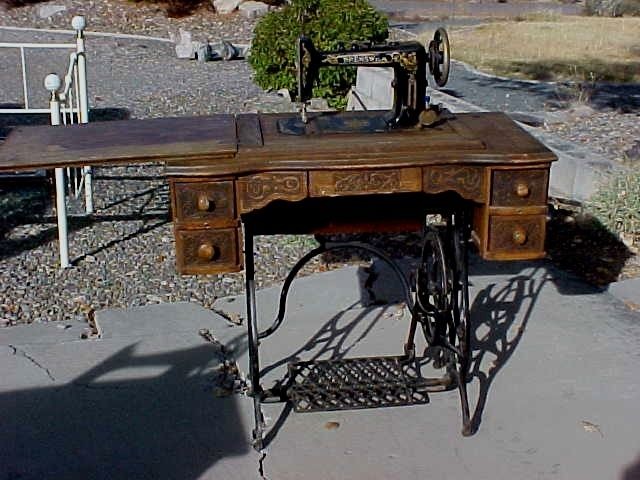   Antique Brunswick TREADLE Sewing Machine DETAILED CARVED WOOD