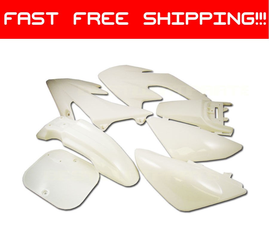 WHITE Plastic 7pc Kit PIT BIKE DIRT BIKES Honda XR50