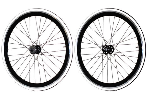 Fixie Single Speed Road Bike Track Wheel Wheelset Deep V + Tyres Black