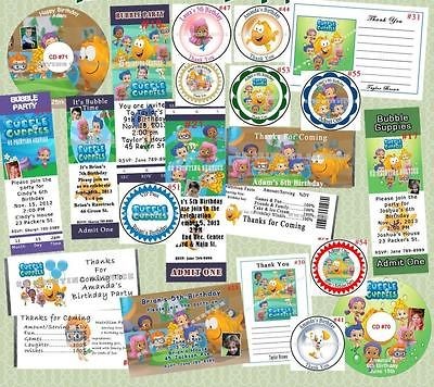 Birthday Invitations Bubble Guppies Thank U Cards Candy Wrap Sticker 