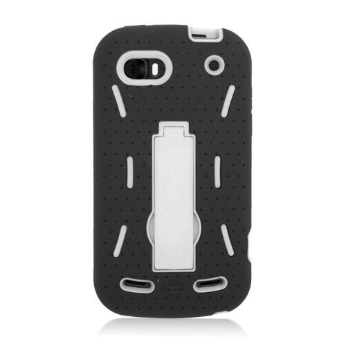 ZTE N861 Warp Sequent Armor Case 2 in 1 Black White Kickstand Hybrid 