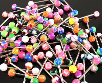 Lots 150pcs Mix 14g UV Tongue Bar Rings Body Jewelry