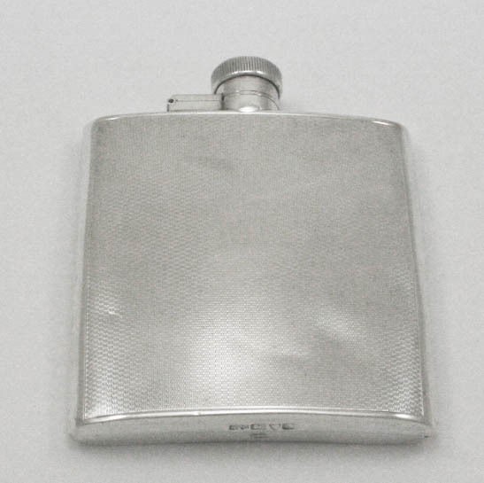 Silver Hip Flask Engine Turned Chester 1937 Asprey & Co Ltd