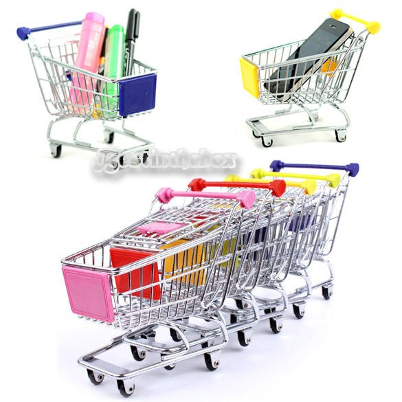 Mini Shopping Cart Pen Holder, Desk Accessory