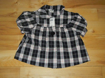 Plaid crop baby doll big button stretch SHIRT TOP BLOUSE Peter pan 