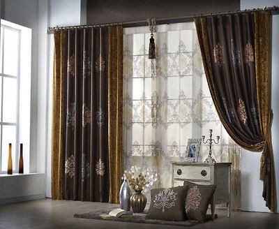 HN006 Damask Metailic Embroidered Curtain 2 Colors, 2 Sizes