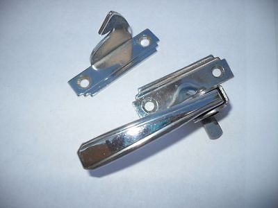 Vintage Left Hand Cupboard Hoosier Cabinet Door Latches Chrome Steel 