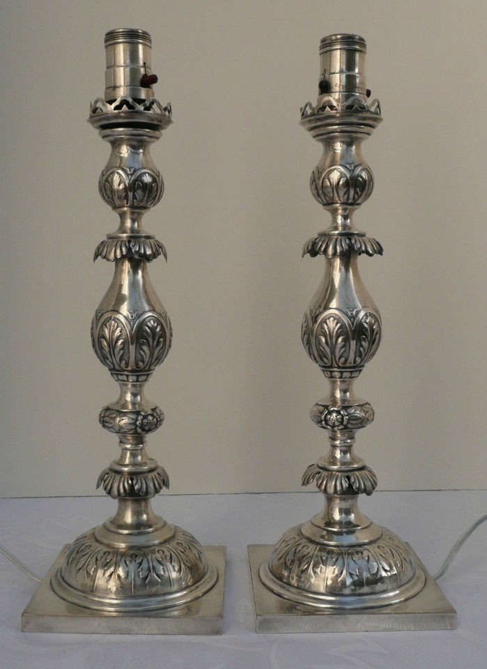   /POLISH SILVER PLATED CANDLESTICKS FRAGET W WARSZAWIE, RARE