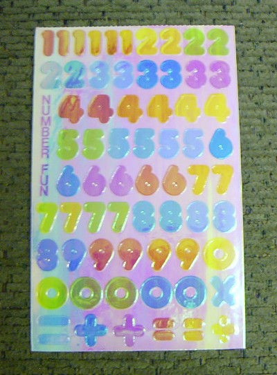  Large Sandylion Activity Sheet of Stickers #49  Opalescent Number Fun