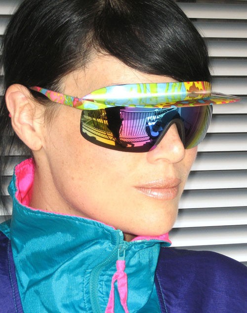 Vintage 90s Rainbow Sundae NEON Sunglasses w/Built in VISOR