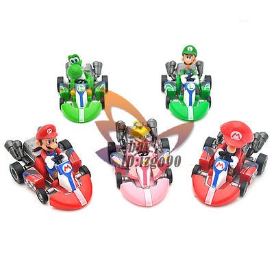 Lot 5 MARIO Bros Kart Pull back Car Figure Toy MS80