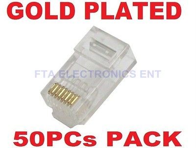   Plug 8P8C RJ45 UTP CAT6 CAT5 PLUG LAN Ethernet Gold Plated Connectors