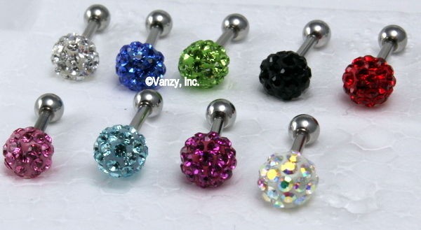 Multi Gem Ferido Tragus Cartilage Helix Piercing   9 Colors to Choose 