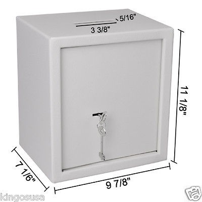 PRO SAFE SECURE CASH BOX SOLID STEEL DROP SLOT DEPOSIT KEY