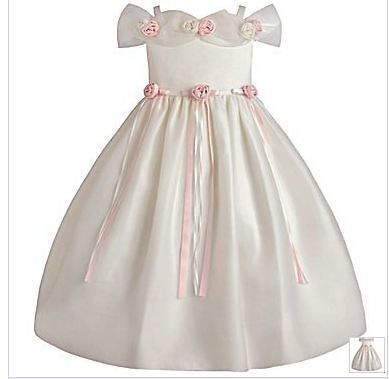 CINDERELLA 6 EASTER WEDDING IVORY/PINK SATIN ELEGANT DRESS NWT $60 