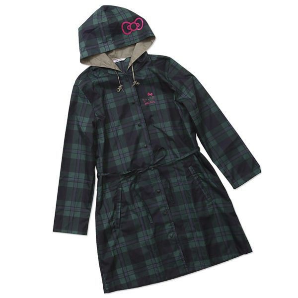 Hello Kitty Rain Coat Sanrio Black watch Polyester Womens free size 