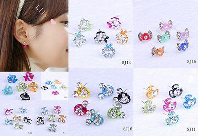 Box Fashion Womens Charms Ear Stud Post Eardrop Earrings 925 