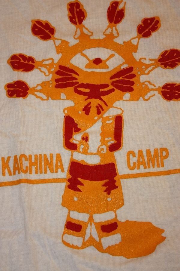 NOS vtg 70s / 80s CAMP KACHINA Indian ringer t shirt * MEDIUM