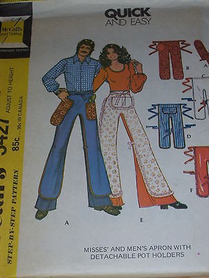 RETRO 1972   McCALLS #3427 ~ MENS & LADIES WESTERN CHAP APRON 