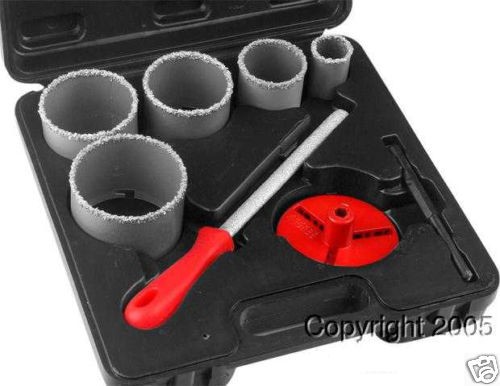 CARBIDE GRIT HOLE SAW DRILL BIT KIT HOLESAW SET CONCRETE BLOCK CERAMIC 