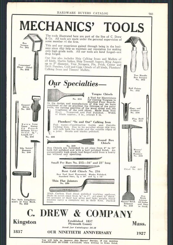   Drew Tools Brick Hammers Box Scraper 2 Page Gifford Wood Ice Handling