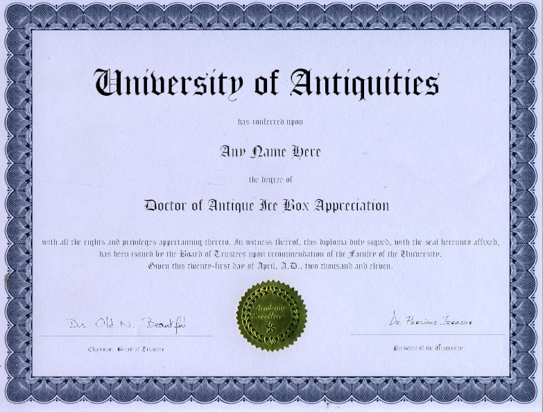 Doctor Antique Ice Box Appreciation Novelty Diploma