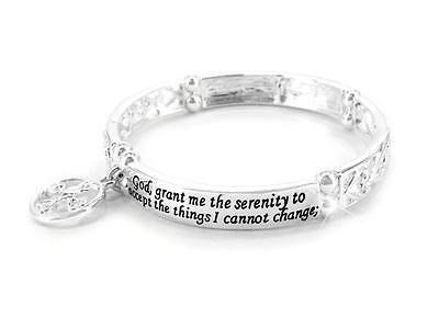 SERENITY PRAYER HEART CROSS AA AL ANON RECOVERY FASHION JEWELRY 