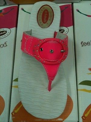 NEW Dr. Scholls Feel Crazy Good LOTUS NEON PINK Rhinestone Sandal 