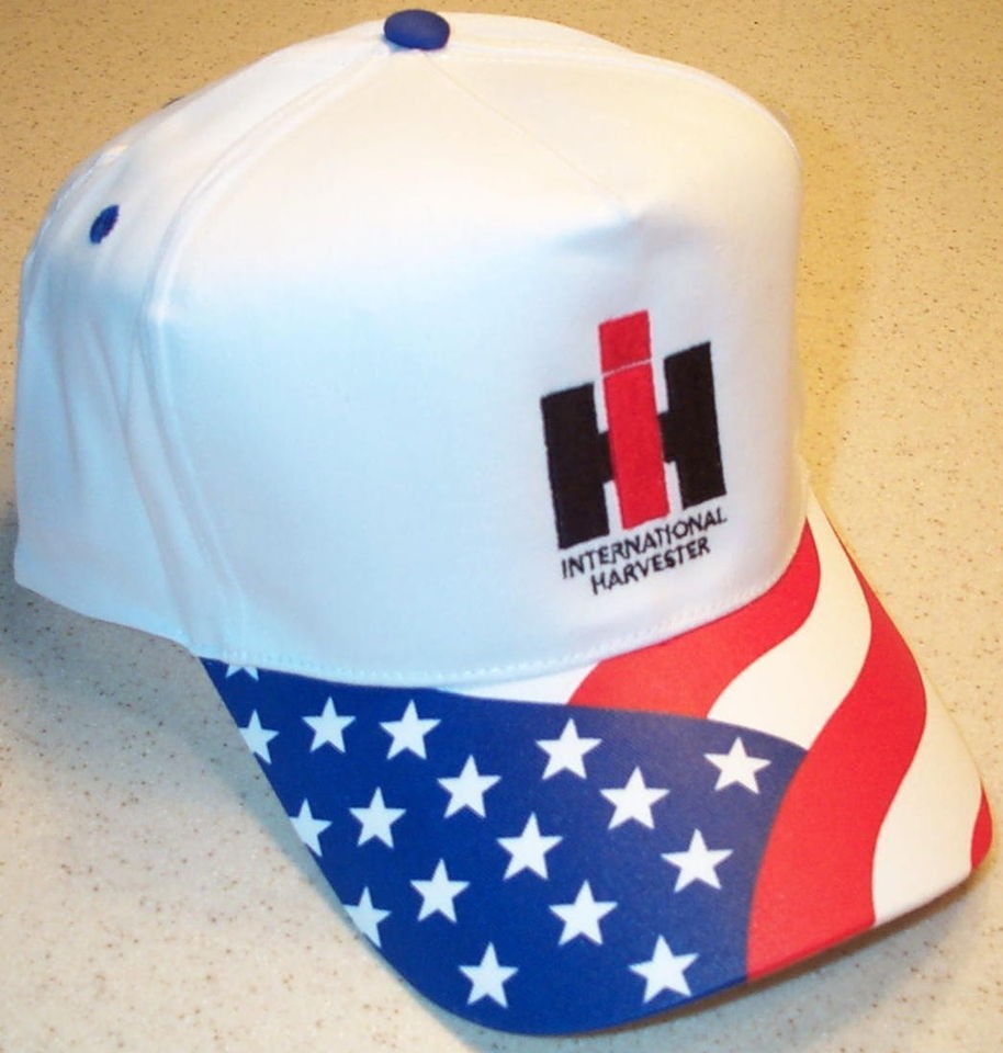 White R/W/B IH International Harvester Wavy Flag Solid Hat