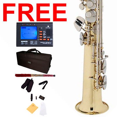 MENDINI Gold Body Nickel Keys Bb SOPRANO SAXOPHONE SAX