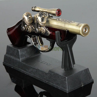 Popular Gun Shape Windproof Refillable Butane Cigarette Lighter