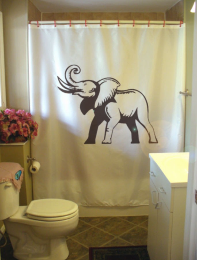 Shower Curtain elephant trumpet trunk tusk ear african