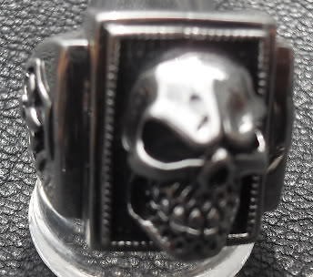 925 SILVER GOTHIC 3D SKULL RING W/FLEUR DE LIS SIDES