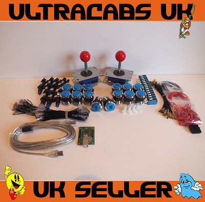 ARCADE MACHINE 2 X JOYSTICKS + 14 BUTTONS + USB INTERFACE + WIRING KIT