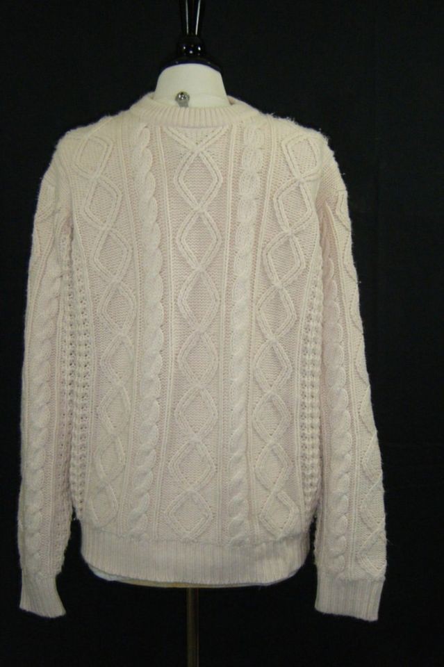   Timber Trail Cable Knit Chunky Ivory Fisherman Sweater Jumper Large