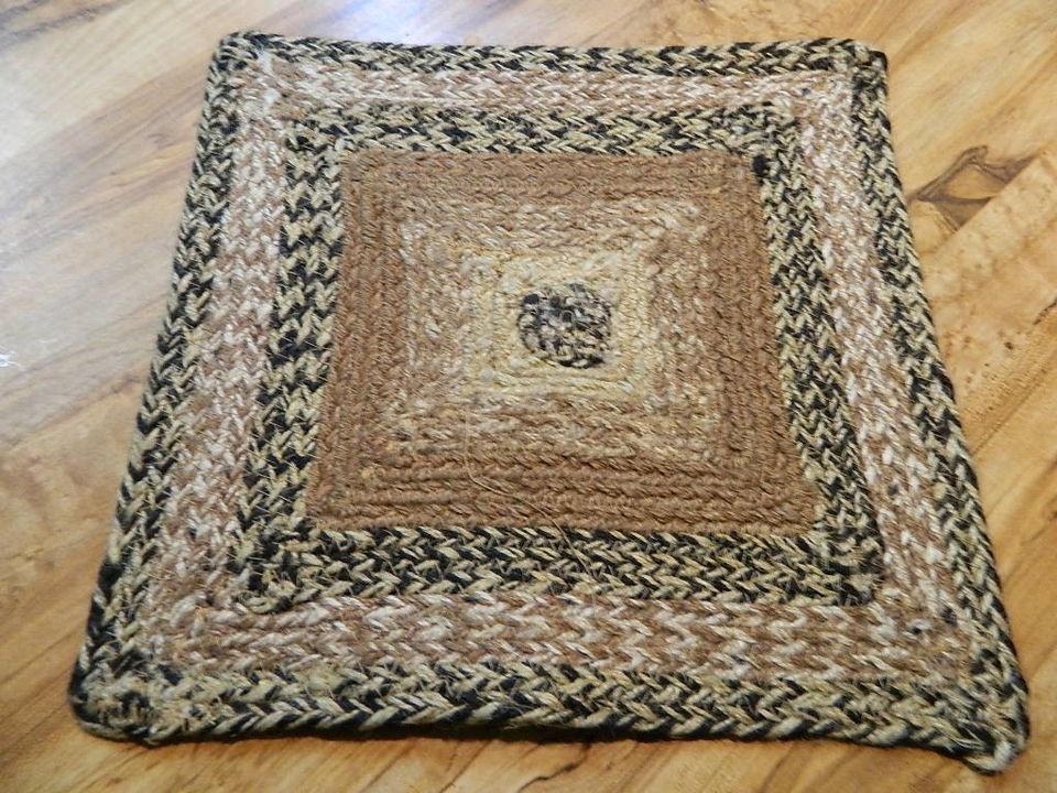 black white &Tan SQUARE Braided Trivet Candle mat