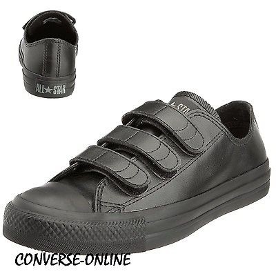 KID Boy Girl CONVERSE All Star BLACK LEATHER VELCRO STRAP Trainers 34 on  PopScreen