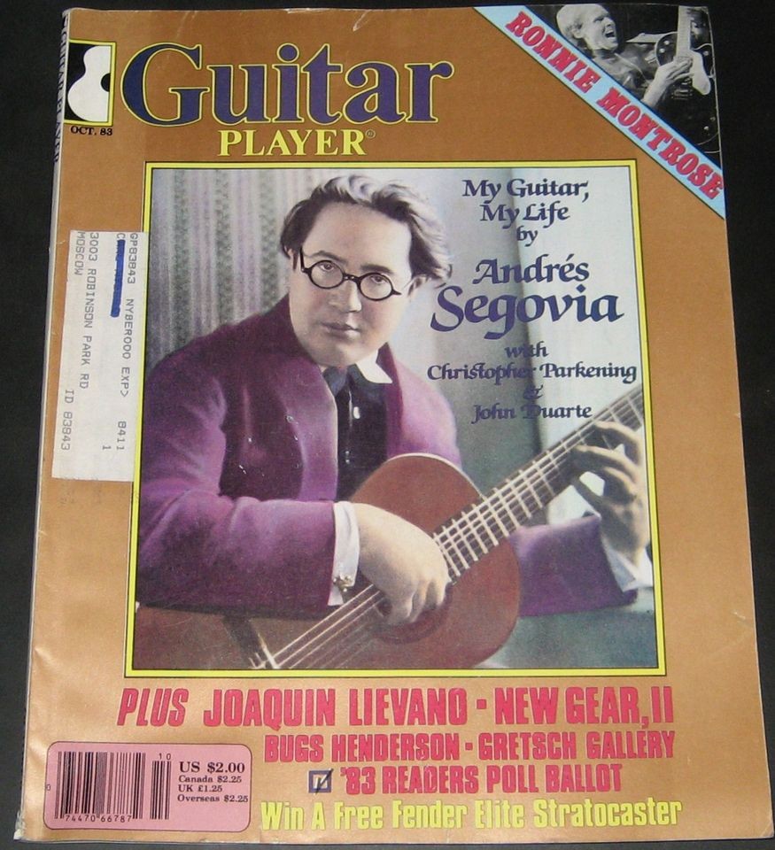 Guitar Player Magazine October 1983 Andres Segovia, Ronnie Montrose