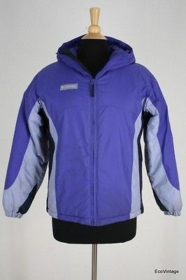 Girls Kids COLUMBIA Hooded Purple Blue Winter Coat Parka 14 / 16 GOOD 