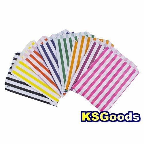   CANDY STRIPE SWEET BUFFET GIFT PAPER KRAFT BAGS 5 X 7   GREAT