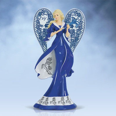 Angels of Blue Willow Find Guidance Beneath a Graceful Willow Figurine