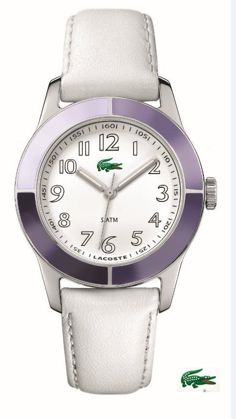 New Authentic LACOSTE Ladies Watch Advantage Violet Multi Color Bezel 