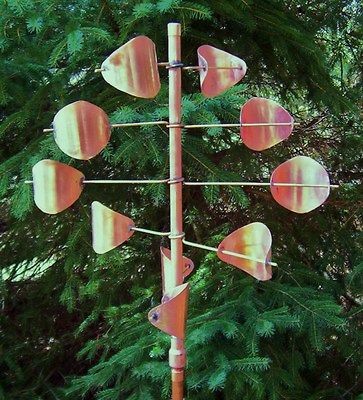 Kinetic Copper Wind Sculpture   Wind Spinner   18 Geometric Twist