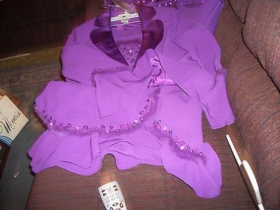 EUC MIDNIGHT VELVET JACKET SKIRT HAT MATCHING PURSE GRAPE SZ 16