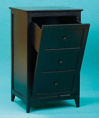   Wooden Black Tilt Out Kitchen Bathroom Trash Bin / Laundry Hamper