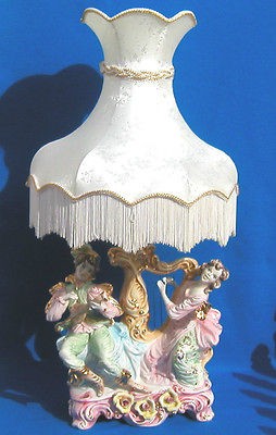 Capodimonte Vintage Porcelain Table Lamp, made in Italy, Exlt 